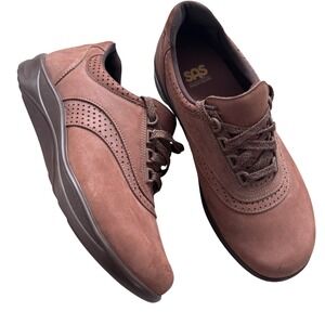 SAS Women's Walk Easy Be Happy Brown Leather Suede Walking Shoes Size 9.5 W Wide